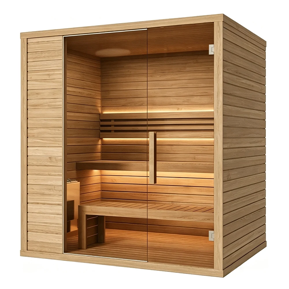 FOODLINE Sauna Glass Door Sauna Cabin For Home Villa Visible View Indoor Far Infrared Sauna Room Device