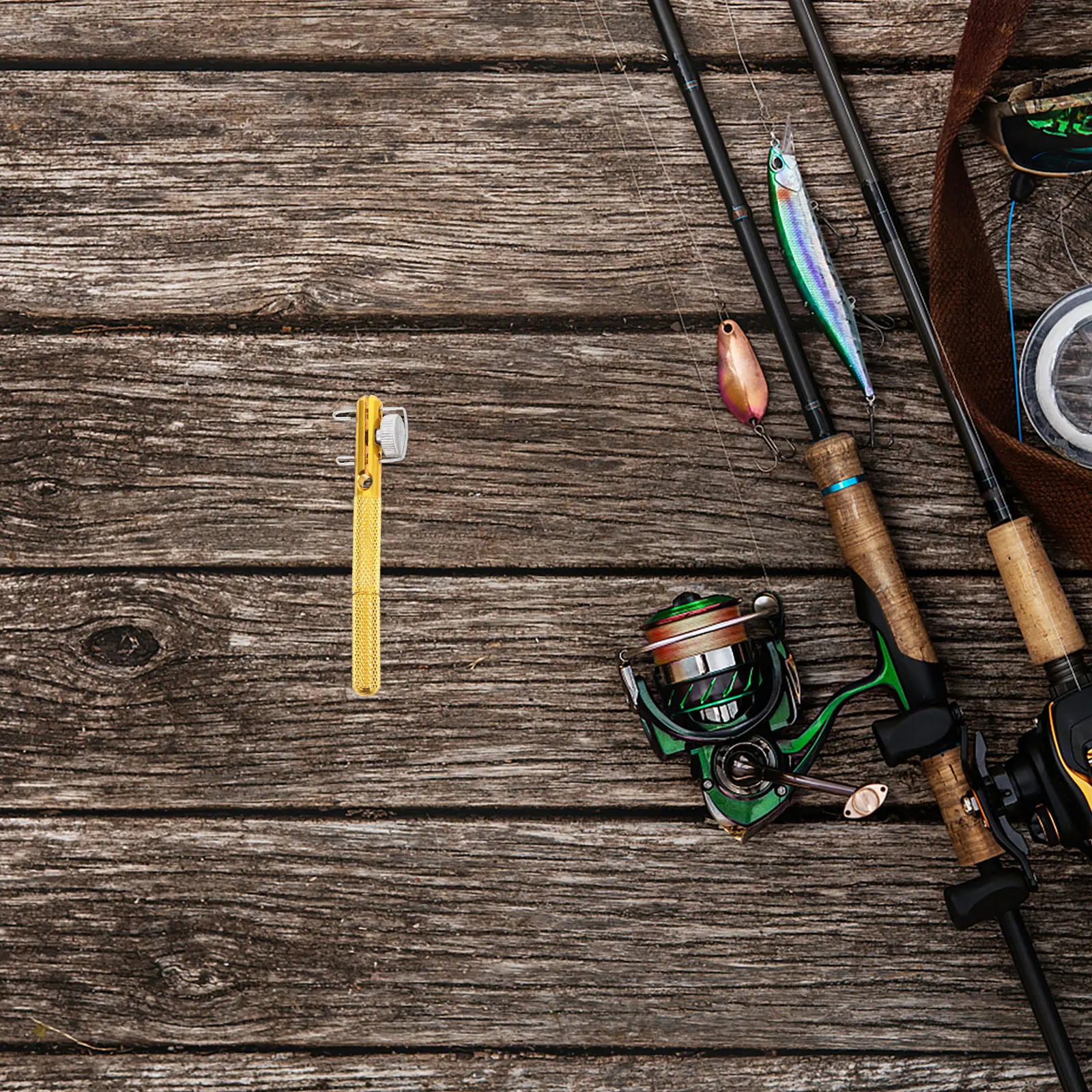 

Hand Operated Fishing Hook Tying Device Easy to Use Portable Lure Knotter Tool for Gear Simulation Decor Fake Eucalyptus Leaves