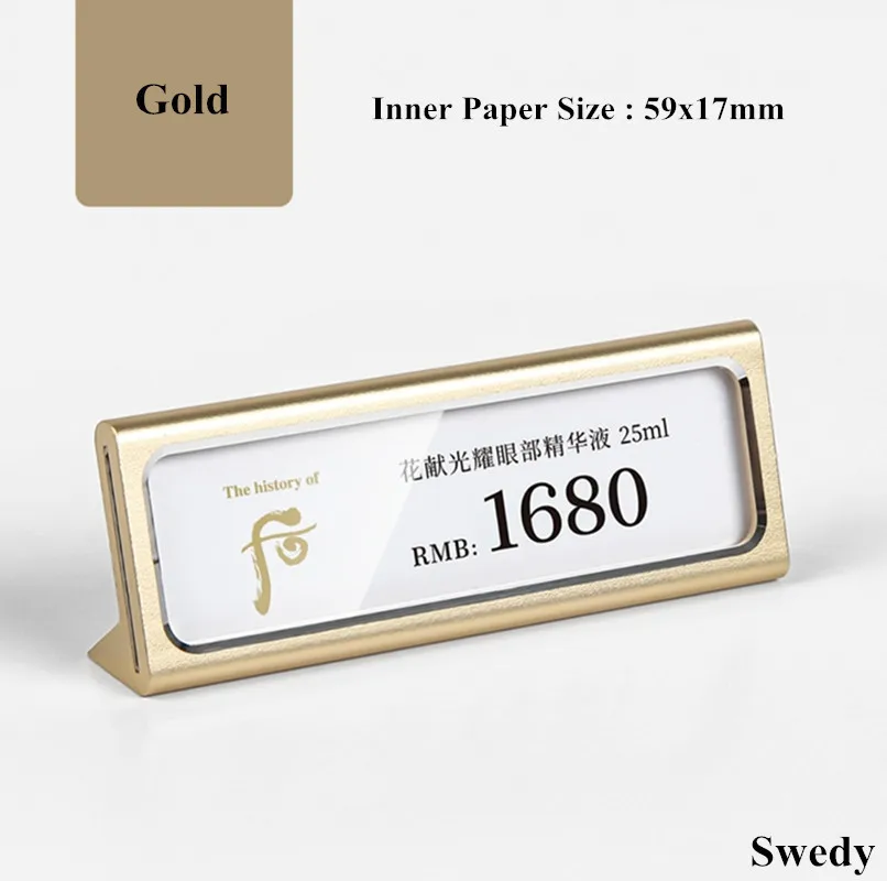 59x17mm Metal Sign Holder Stand Bread Store Price Label Tag Card Holder Advertising Display Stand Mini Price Paper Card Holder