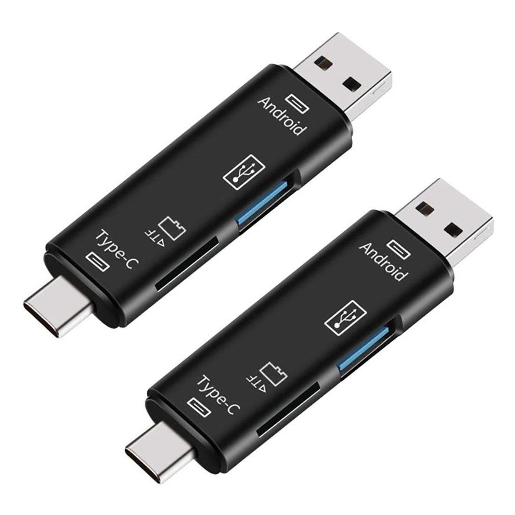 2X 5-в-1 OTG Card Reader Micro-SD/SD Card/USB Reader Поддержка TF Android Type-C Телефон/Компьютер/Type-C Universal-[A51I]