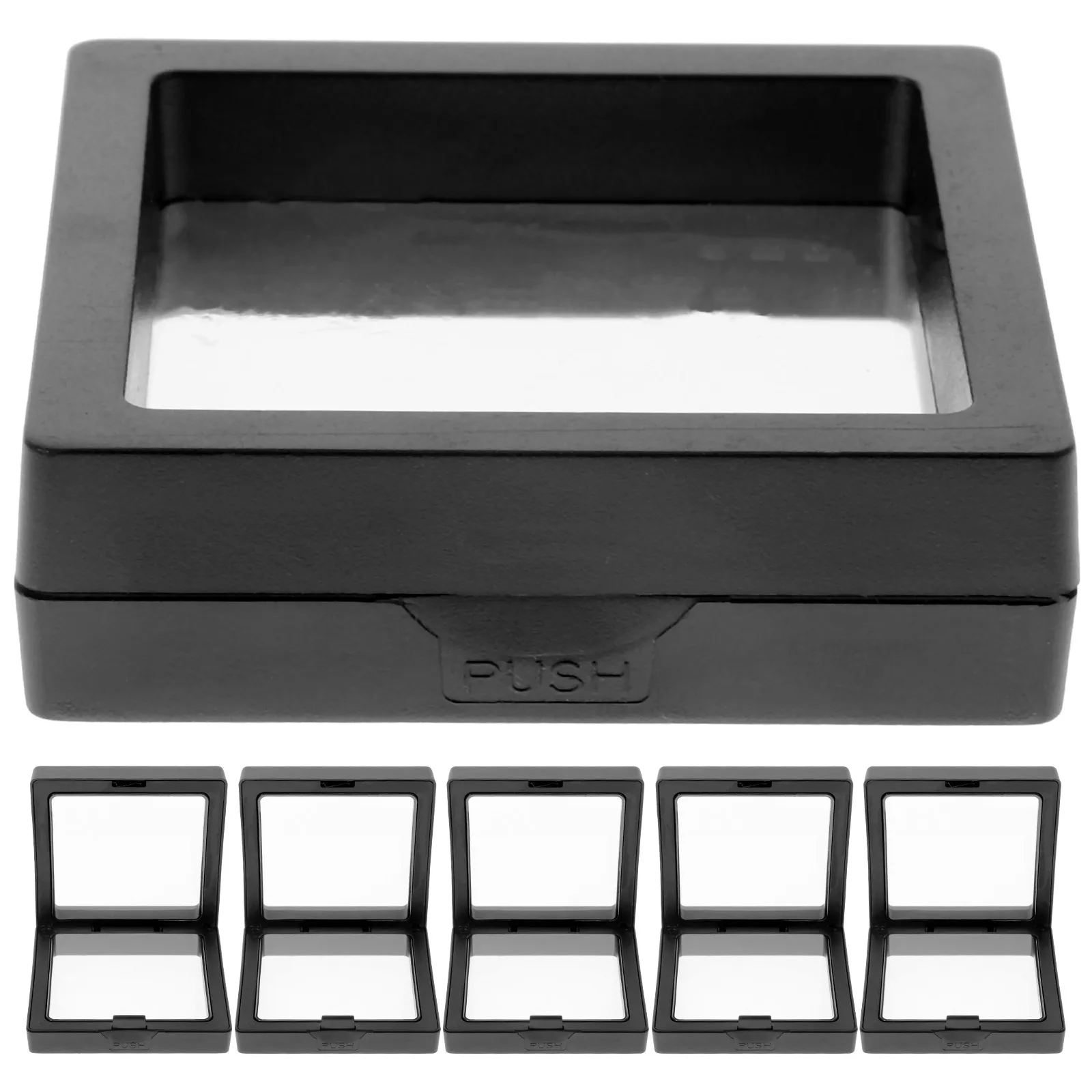

Transparent PE Film Display Box 6 Black 7x7x2cm Jewelry Holder Case for Bracelets Bangle Storage Plastic Ring Gift Boxes