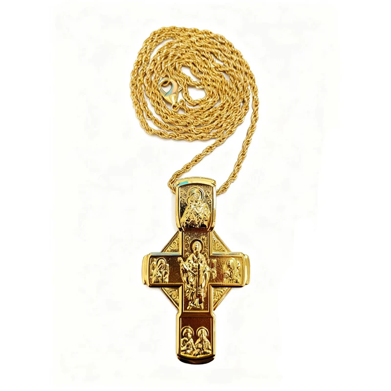 Neues 2026 Orthodoxes Jesus-Kreuz-Anhänger, Kirchenpastor-Brustanhänger, religiöse Ritualutensilien, Gebets-Legierungs-Kreuz-Halskette – Detail 5