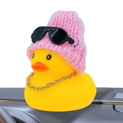 Car Duck Rubber Duck Toys Car Ornaments Car Dashboard Duck Decoration With Hat Necklace Sunglasses For Car Dashboard Home Table