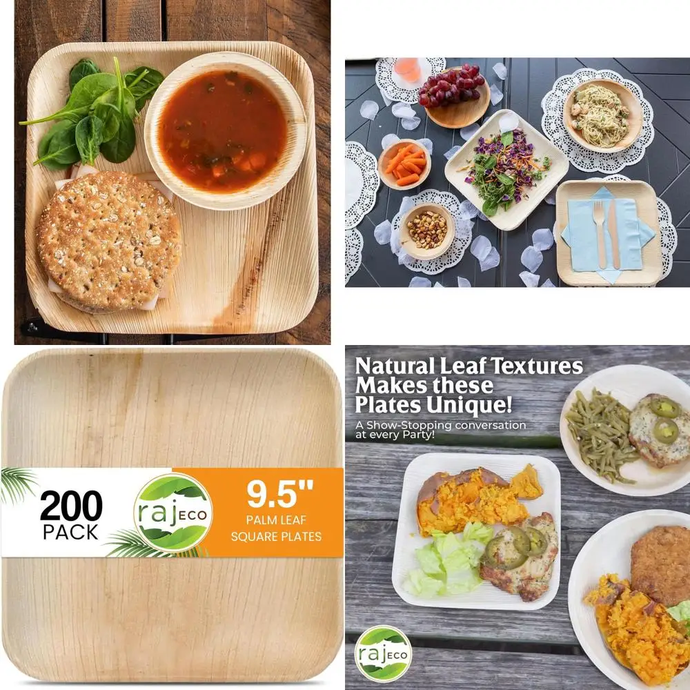 

Большие квадратные одноразовые тарелки, 200 штук, прочные и декоративные, для свадеб, вечеринок, мероприятий на открытом воздухе и пикников