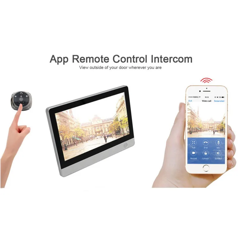 Rollup Ihome4 Smart Home Intercom Türspion Guckloch Drahtlose Video-IP-Kamera Auge WIFI Visuelle Türklingel Fernüberwachung