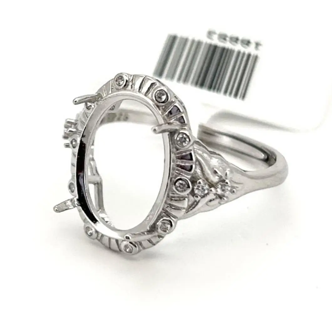 

MeiBaPJ Inlay 10*14mm Oval Gemstone S925 Sterling Silver DIY Empty Ring Holder for Women Fine Weddings Jewelry Free Mail