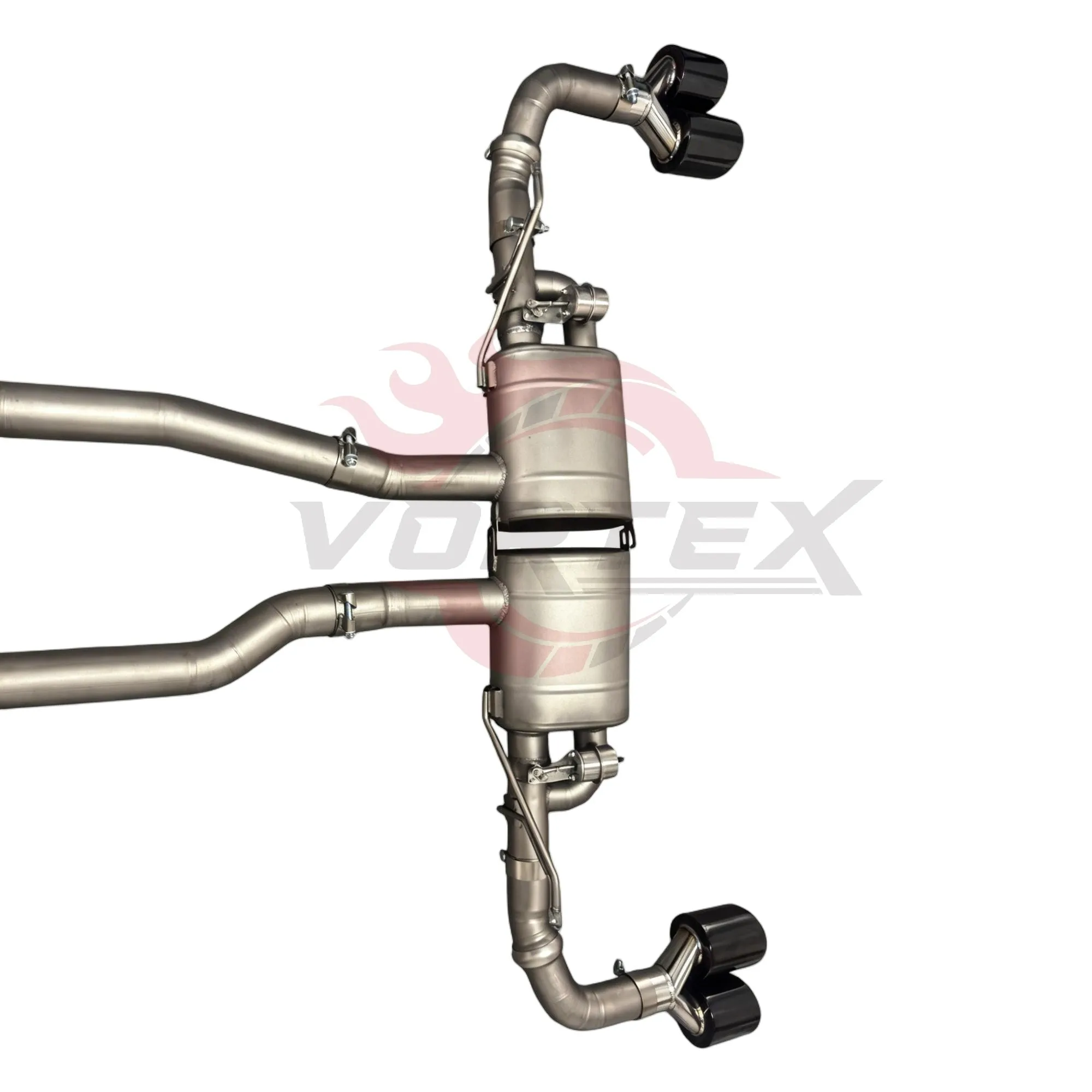 For Custom Stainless Steel Vortex Titanium Blue Burnt Mirror Polished Exhaust System 957 Cayenne 3.0T view 4
