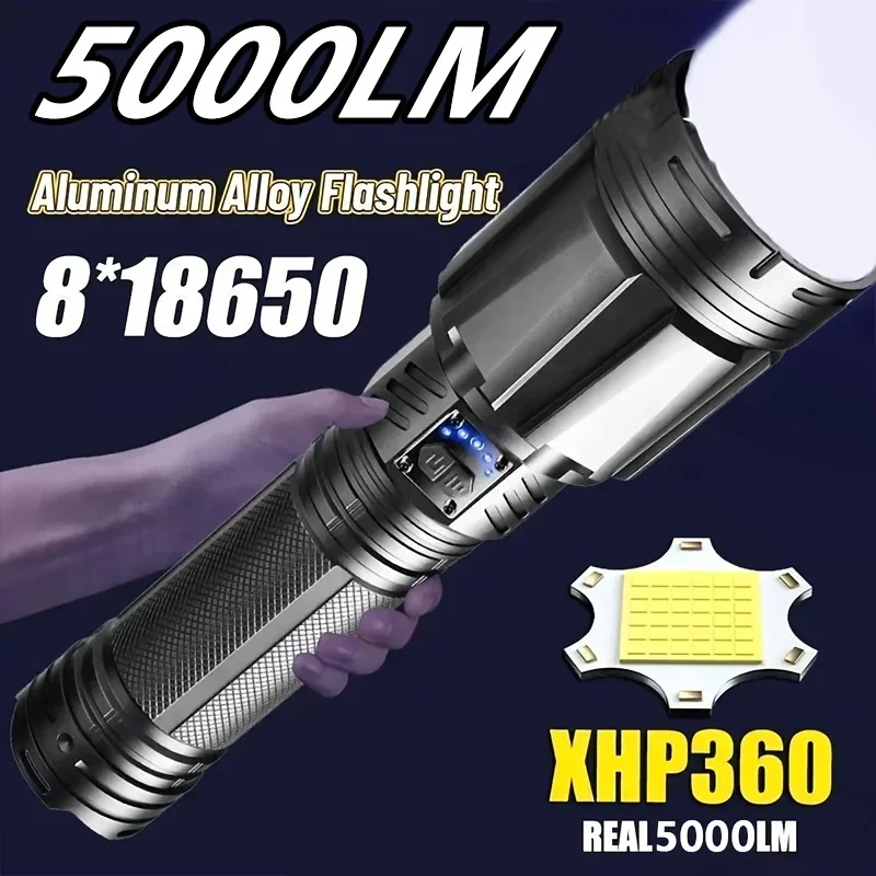 

KEEHOME 5000LM XHP360 High Power LED Flashlight Powerful Tactical Torch Rechargeable Super Long Range Outdoor Emergency Camping Lantern