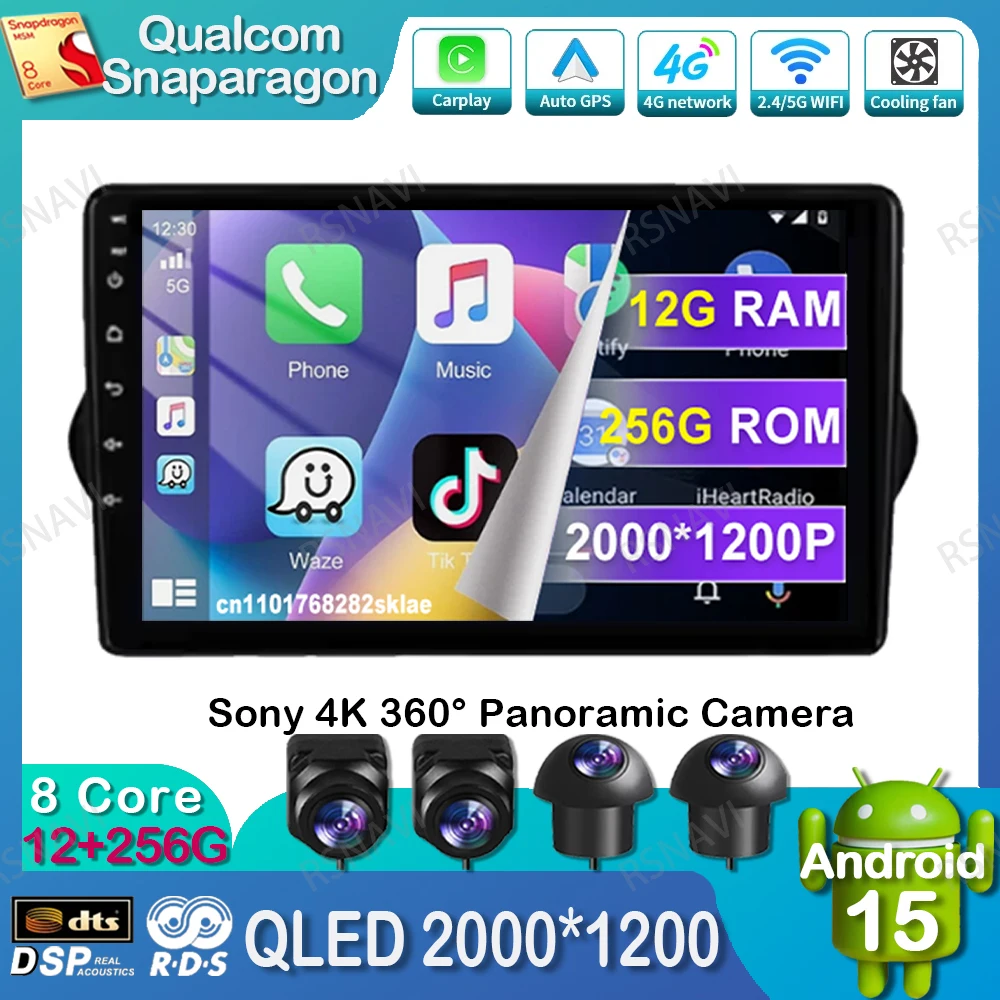 

Автомобильный радиоприемник Android 15 для Fiat-Tipo Egea Dodge Neon 2015 2016 2017 2018, голосовой блок AI Voice WIFI + 4G LTE, мультимедийный автоматический карплей