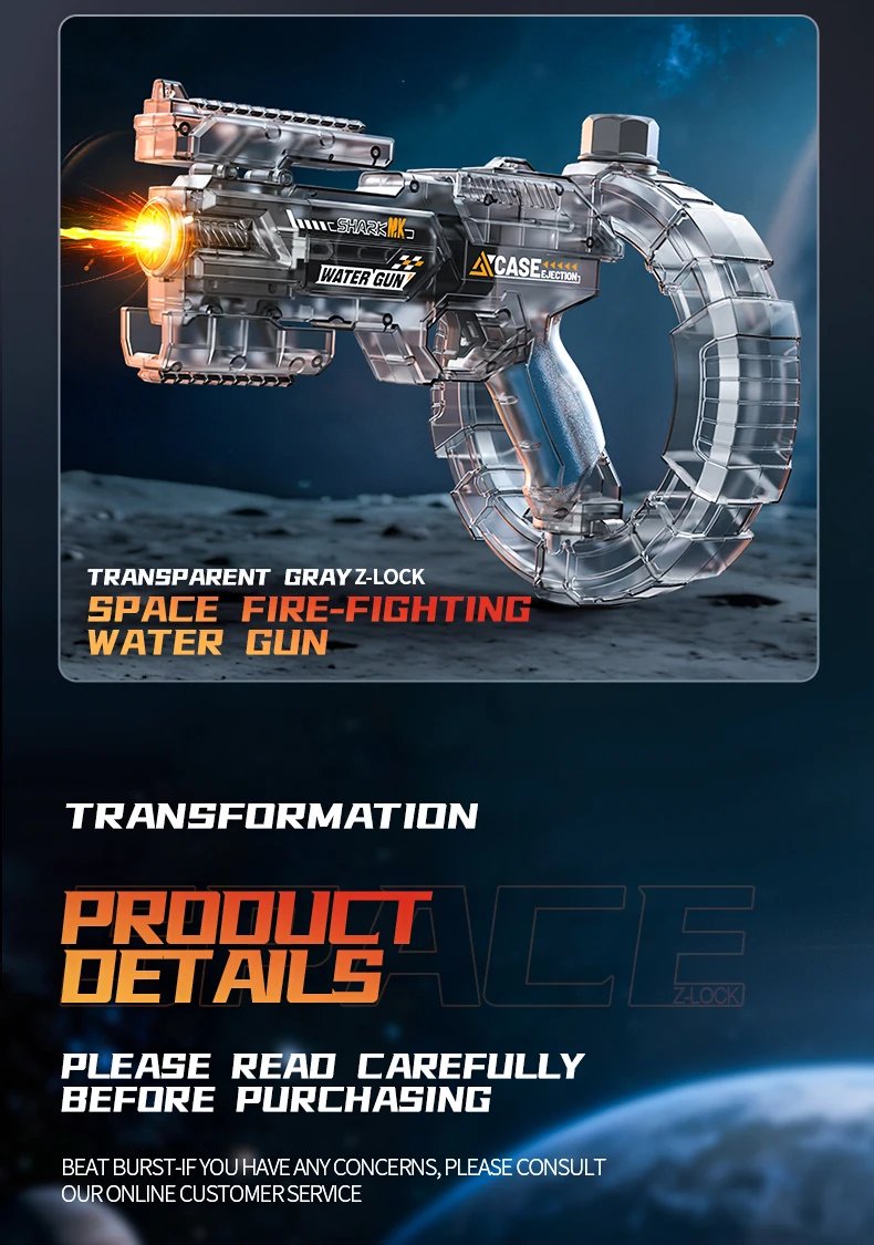Automatic Electric Water Gun With Led Flame For Summer Pool Play_voghion.com