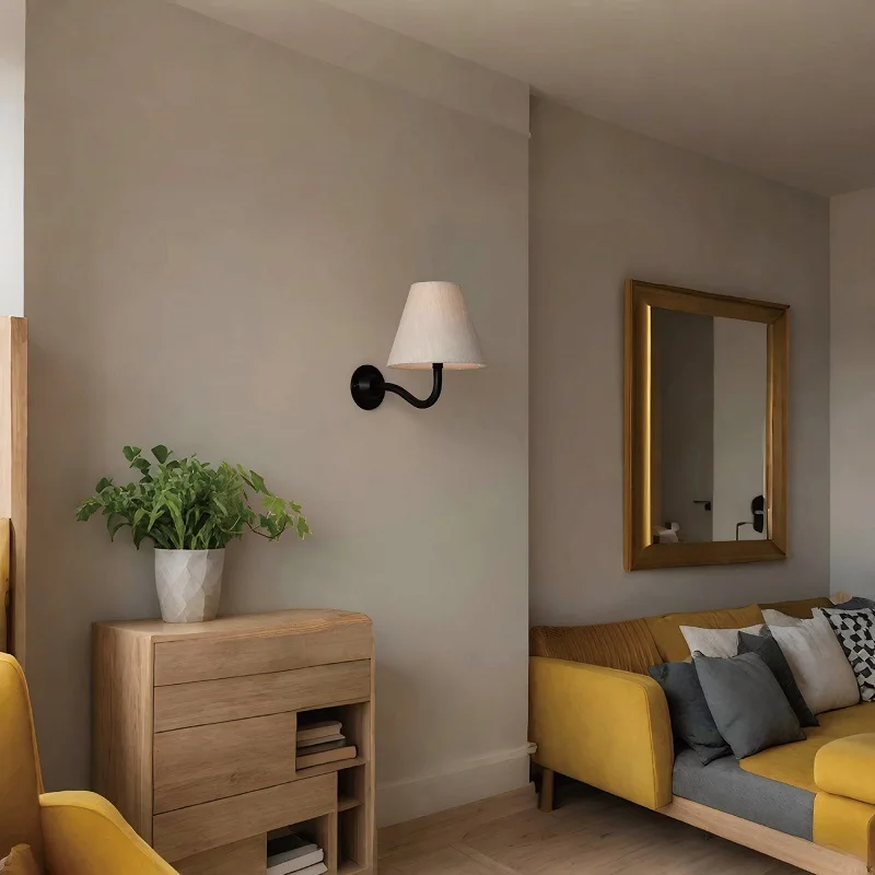 American Brass Fabric Wall Lamp Bedroom Single Head Wall Lamp Living Room Aisle Entrance Light Stair Decorative Lamp