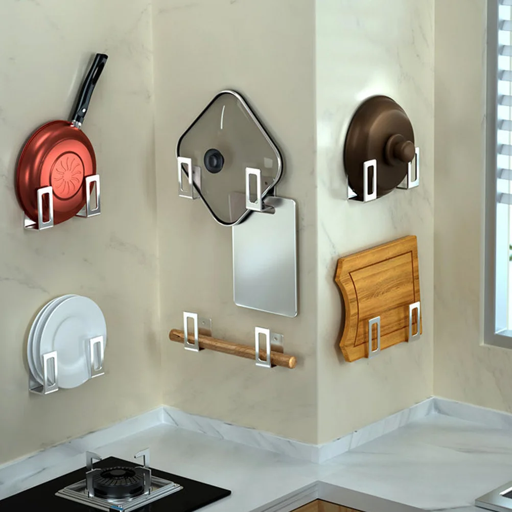 

4Pcs Kitchen Storage Rack Pot Lid Holder Stainless Steel Vertical Design Cutting Board Stand Space-Saving Kitchen