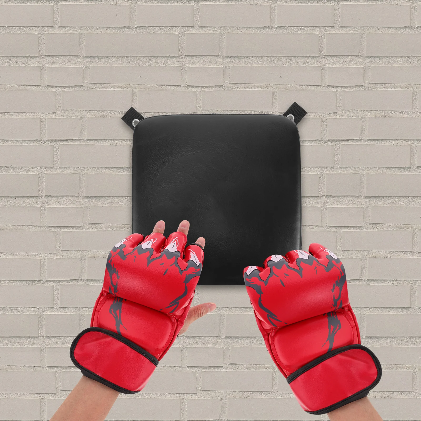 1 زوج قفازات الملاكمة الحمراء الأنيقة الكبار المتكاملة صب تصميم الرمل Mma التدريب نصف اصبع قفازات ملاكمة