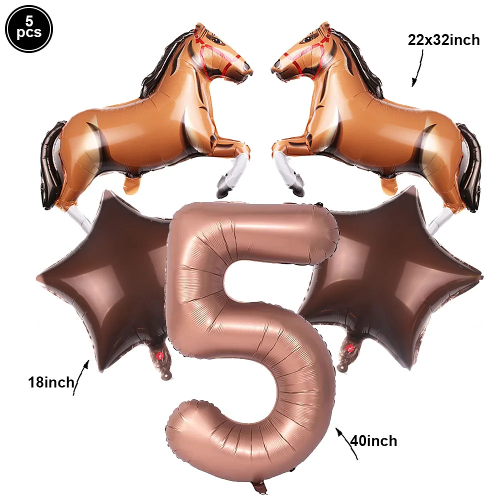 Horse Balloon Set 30inch Horse Shaped Balloons 40inch Number Balloon Star Balloon Racing Horse Themed Birthday Party Decor