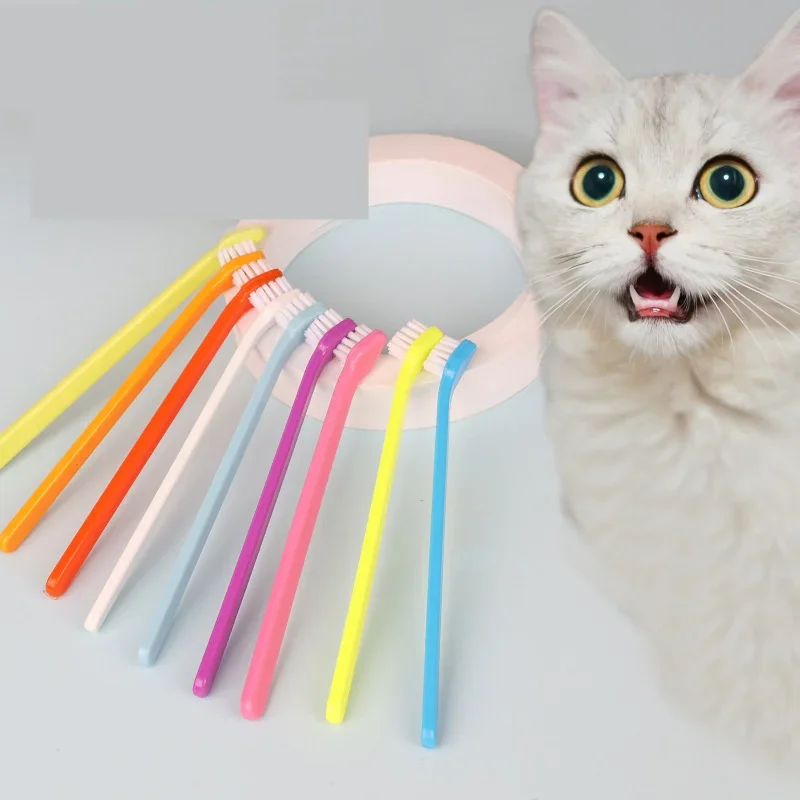 Cute Pet Toothbrush Dogs Brush Addition Bad Breath Tartar Teeth Care Dog Cat Teeth Cleaning Remove Bad Breath Toothbrush