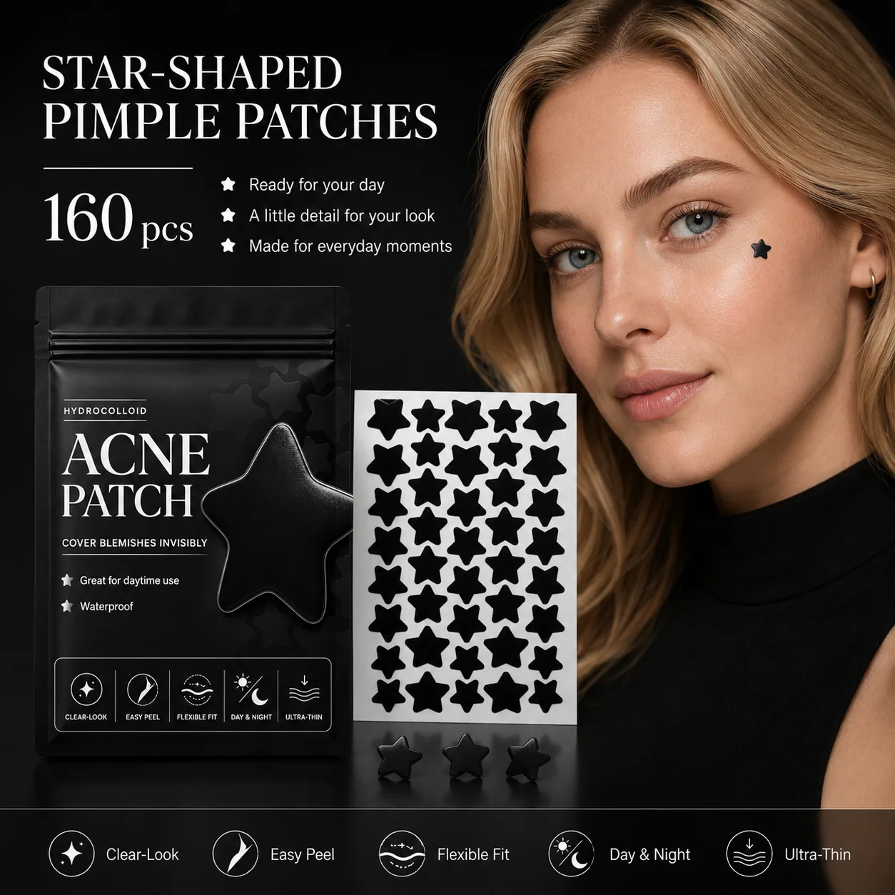 Face Oil - 160 Parches Negros en Forma de
