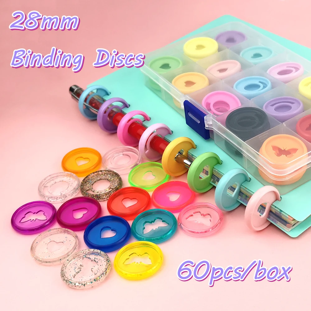 28mm Mushroom Hole Rings Binder Discs Loose-leaf Buckle Binder Notebook Binding Disc with Box DIY Planner Rings Binding Supplies