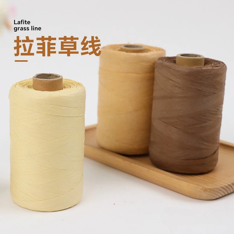 300m/150m Natural Paper Raffia Yarn,Hand Knitting Crochet Straw Sandals Summer Hats,DIY Hook Bags Cotton Grass Thread Soft White