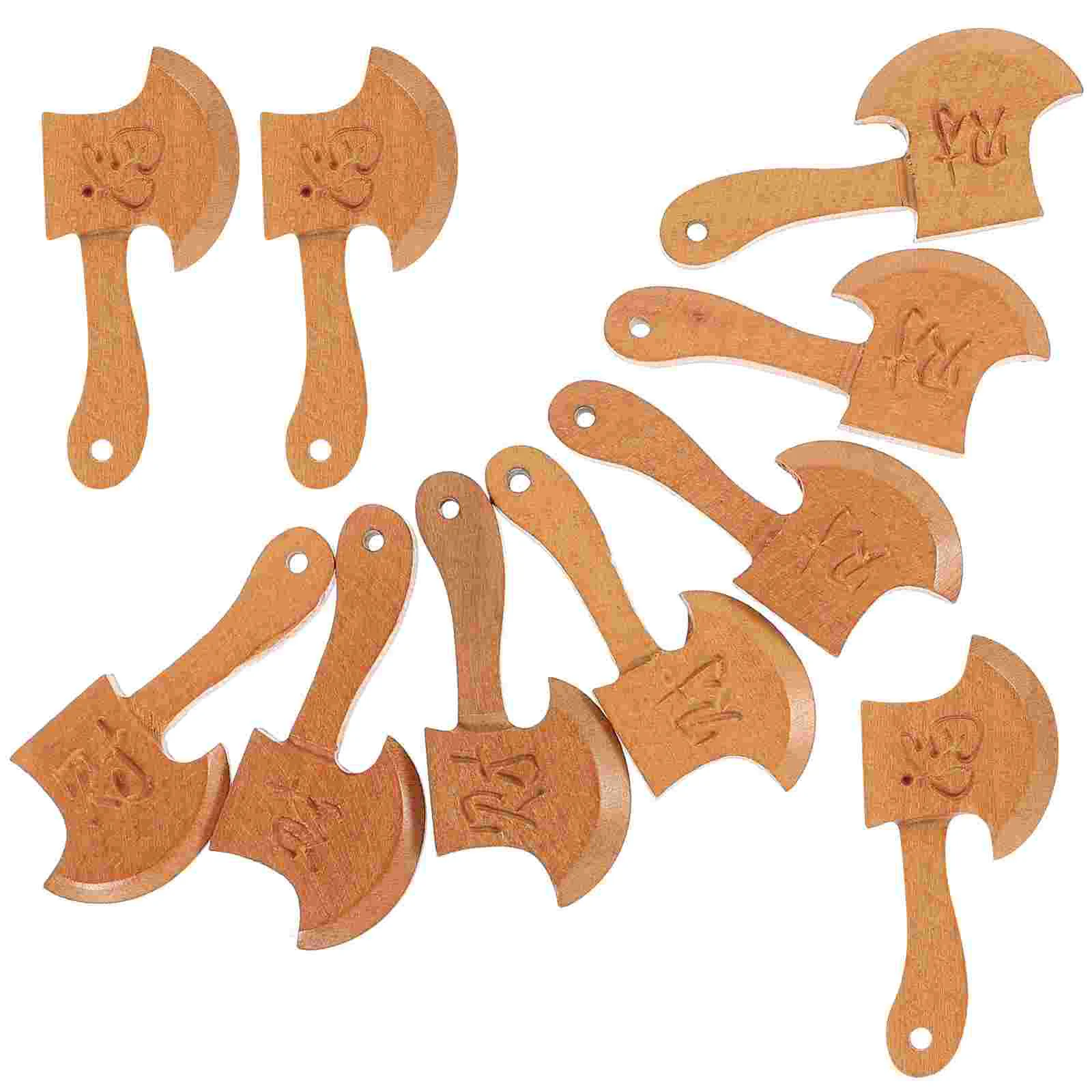 10 Pcs Carving Home Decoration Garden Decorate Mini Carved Hatchet Festival Gift Wooden Ornament Shop Window