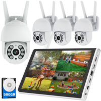 4CH Security Camera System Outdoor Wireless, 4pcs WiFi PTZ Cameras Auto Tracking, 8CH Surveillance DVR NVR Kit with 10\