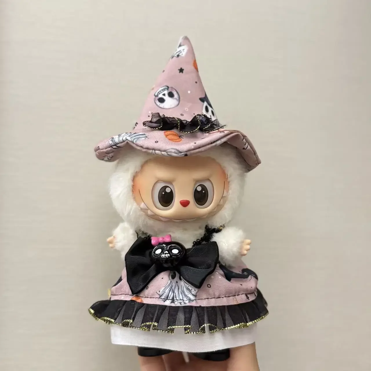Fashion Halloween Clothes Set Cute Pumpkin Dress With Hat For 17cm Labubu V3 Doll Clothes Outfit Accessories Ropa Labubu