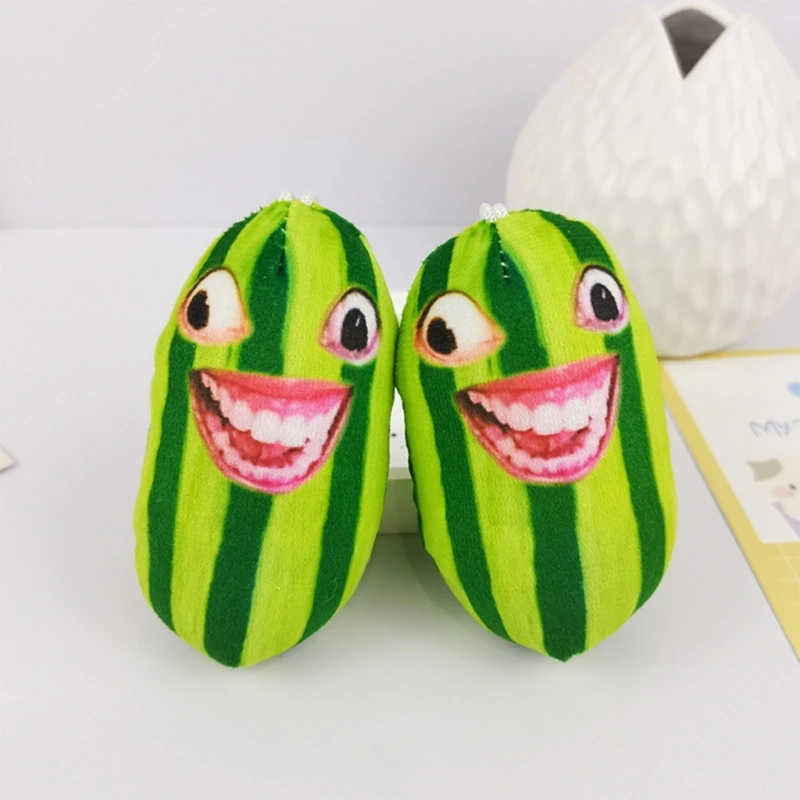 Sprechender Wassermelonen-Schlüsselanhänger, zusammendrückbarer Plüsch-Schlüsselanhänger, Rucksack-Hängeornament