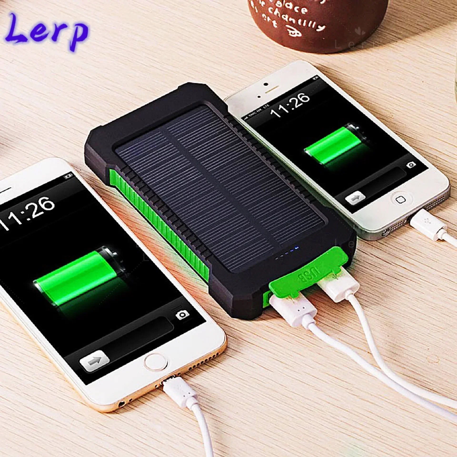 Lerp- Solar Power Ladebank 30000 mAh Tragbares universelles mobiles Netzteil