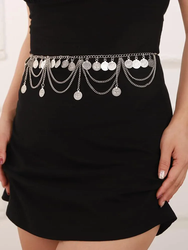 الرجعية العرقية نمط سو الخصر سلسلة معدنية عملة الجسم سلسلة تنورة سلسلة الخصر المعدنية تنوعا الملحقات #2