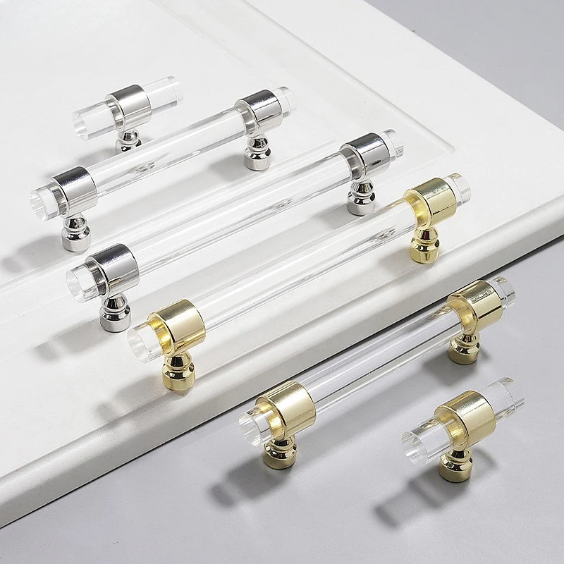 Acrylic Cabinet Handles Modern Simple Plastic Drawer Pulls for Wardrobe Kitchen
