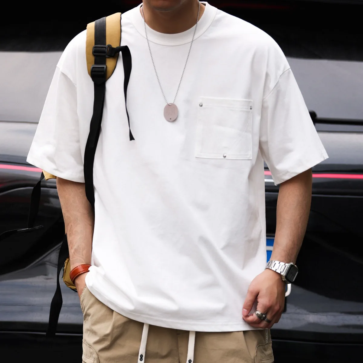 American Fashion Round Neck Short Sleeved Oversized T-shirt for Men 2026 Summer New Casual Loose T-shirt Tops Streetwear