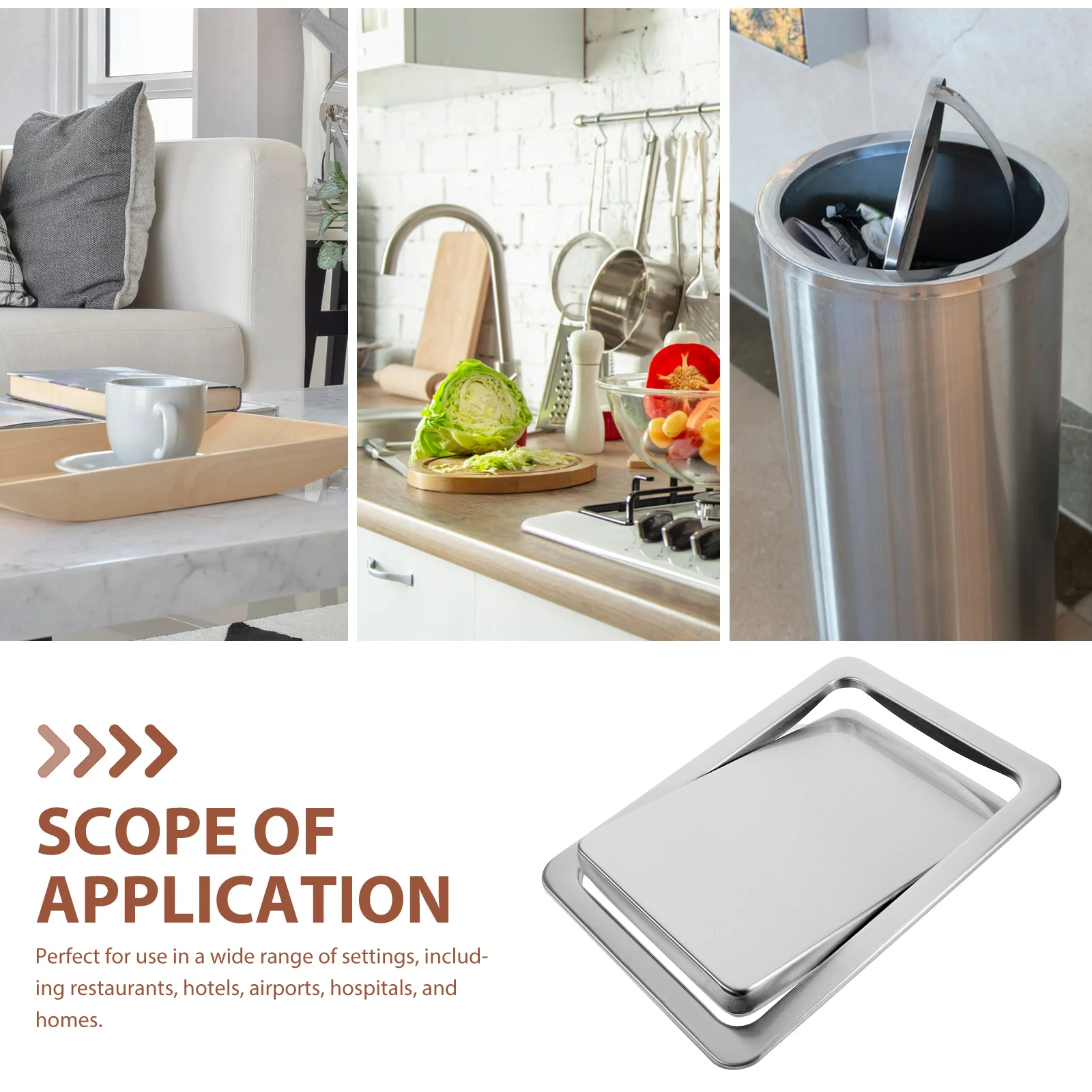 Stainless Steel Recessed Lid Accessory Bathroom Tabletop Trash 430 Countertop Garbage Supply