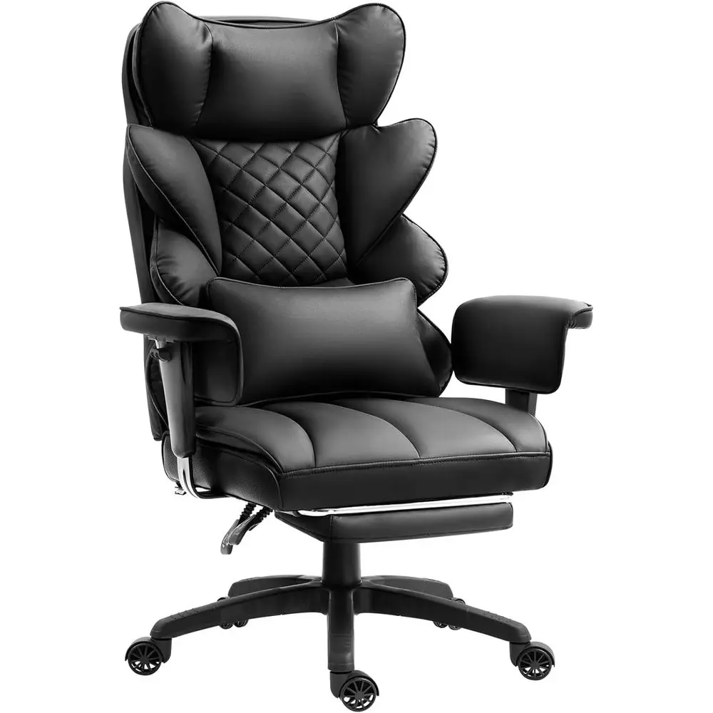 Big and Tall Oice Chair with ket Spring Cushion,High Back Computer Gaming Chairs with Adjustable Armrests,Executive Desk Chairs