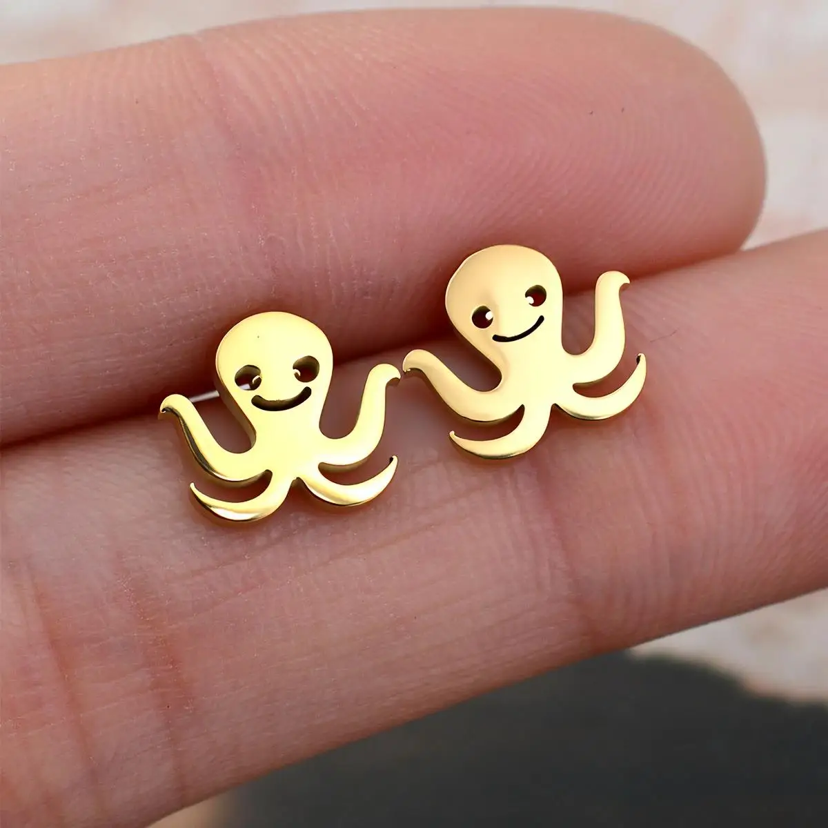 2PC Stainless Steel Tiny Stud Earring for Women Multiple Cute Animal Rabbit Octopus Dog Snail Spider Bat Earring Piercing Jewels