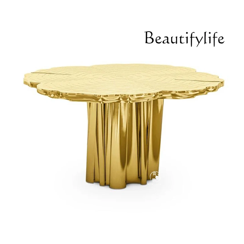 

Nordic light luxury special-shaped dining table designer home dining table modern simple high-end dining table