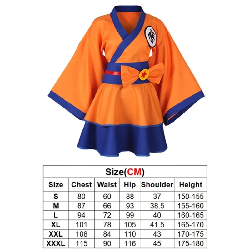 Lolita Goku Cosplay Fantasy Kimono Jurk Anime Super Held Vermomming Kostuum Volwassen Vrouwen Rollenspel Fancy Outfit Vrouwelijke Halloween