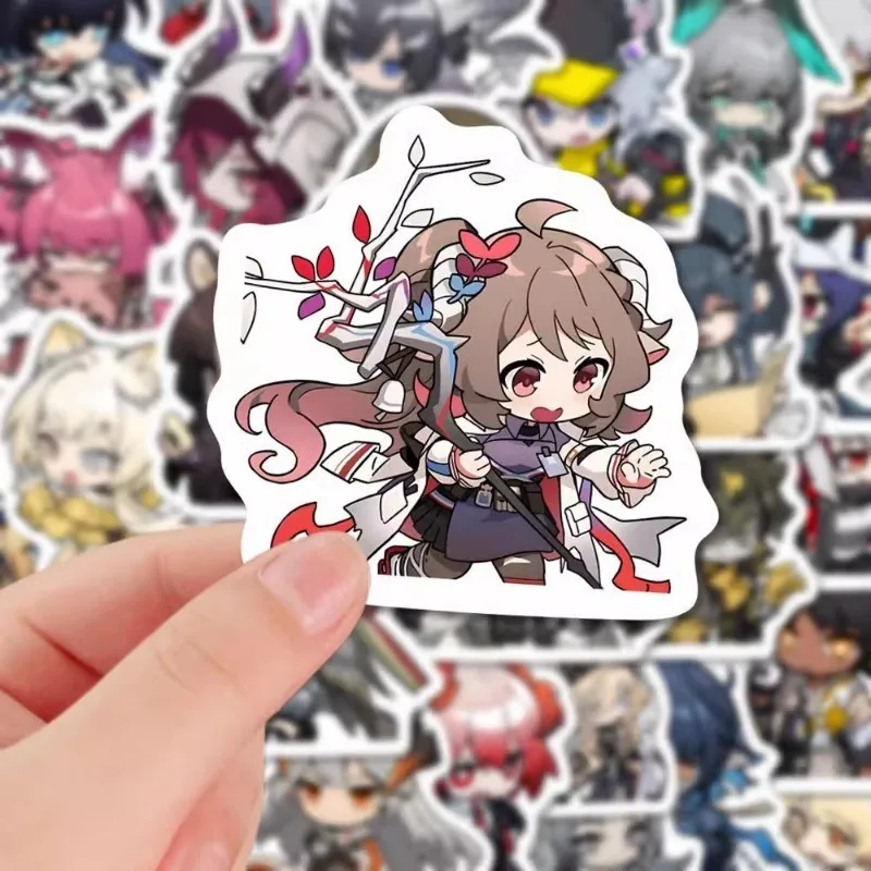 10/108Pcs Popular Game Arknights Anime Q Version Stickers Waterproof Skateboard Luggage Laptop Phone Fridge Sticker Decals