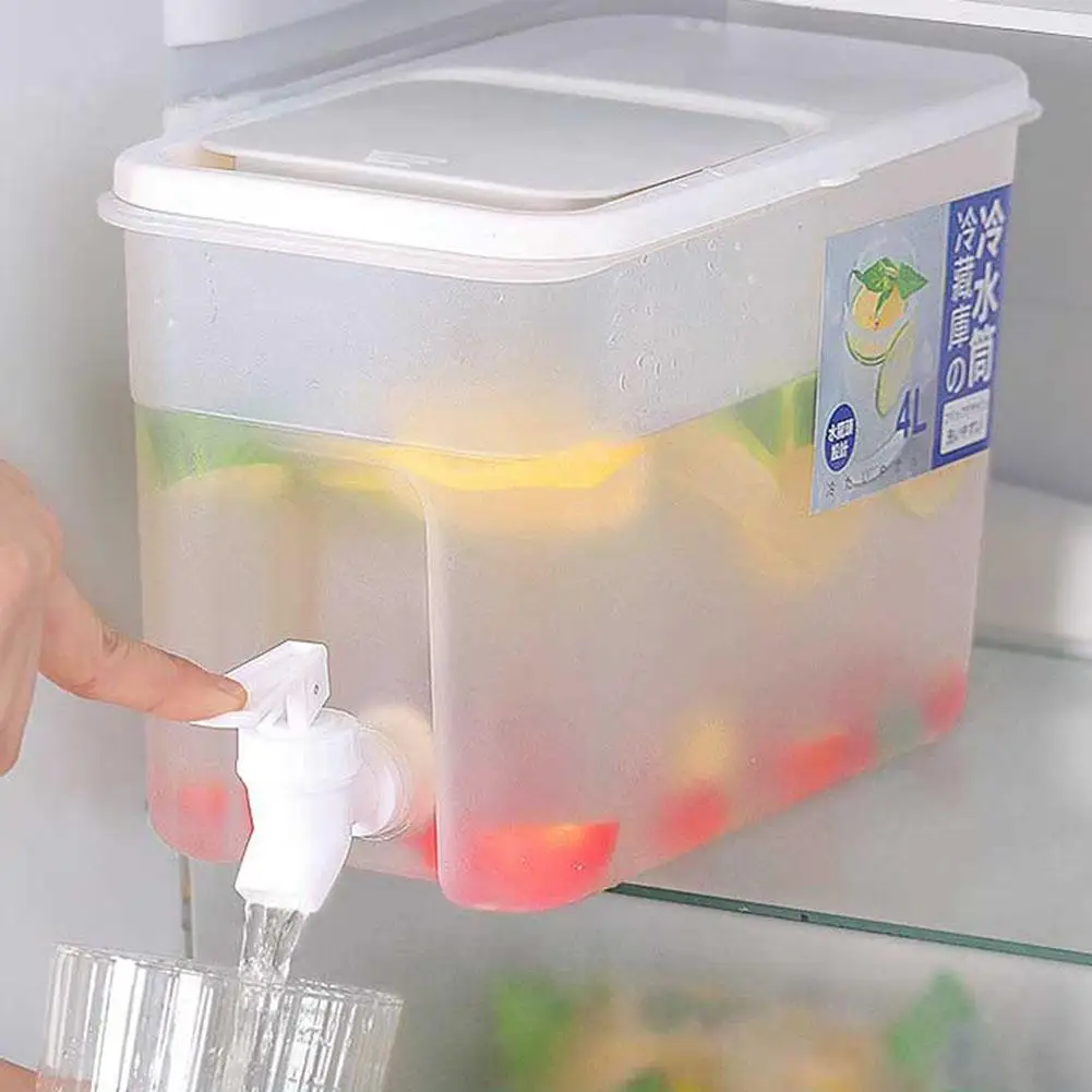 with Faucet Refrigerator Water Dispenser Plastic Drink Dispenser Multifunction Lemonade Container Large Capacity for Cold Drinks