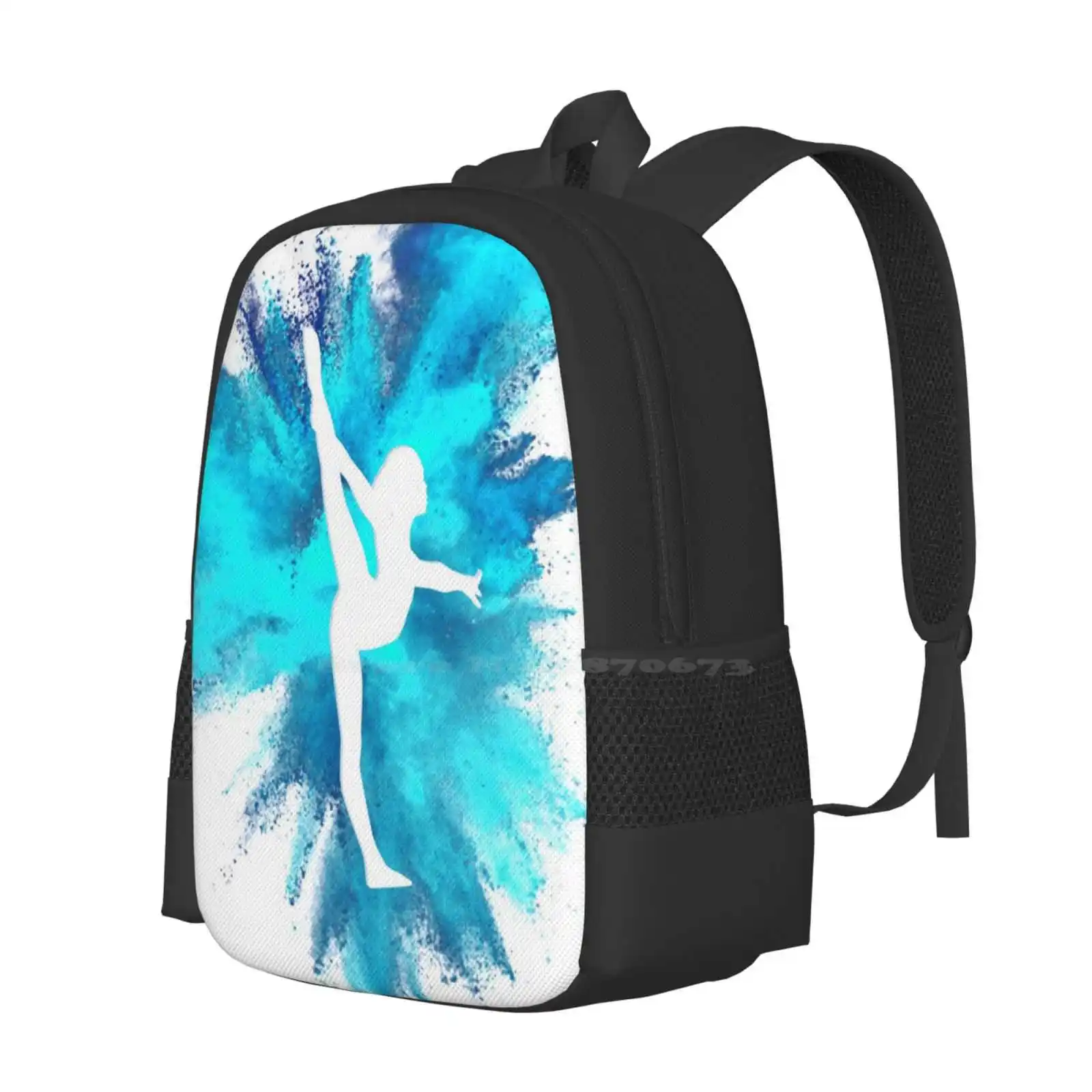 Gymnast Silhouette - Blue Explosion Large Capacity School Backpack Laptop Bags All Around Double Back Handstand Yurchenko