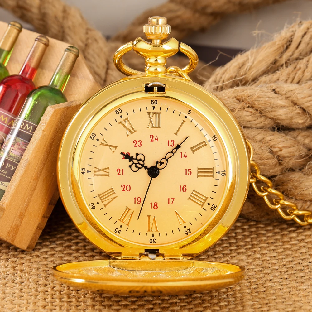 Vintage Wedding Gifts Gold Pocket Watches with Chain Roman Numerals Dial Pendant Necklace Watch Women Antique Style Timepiece