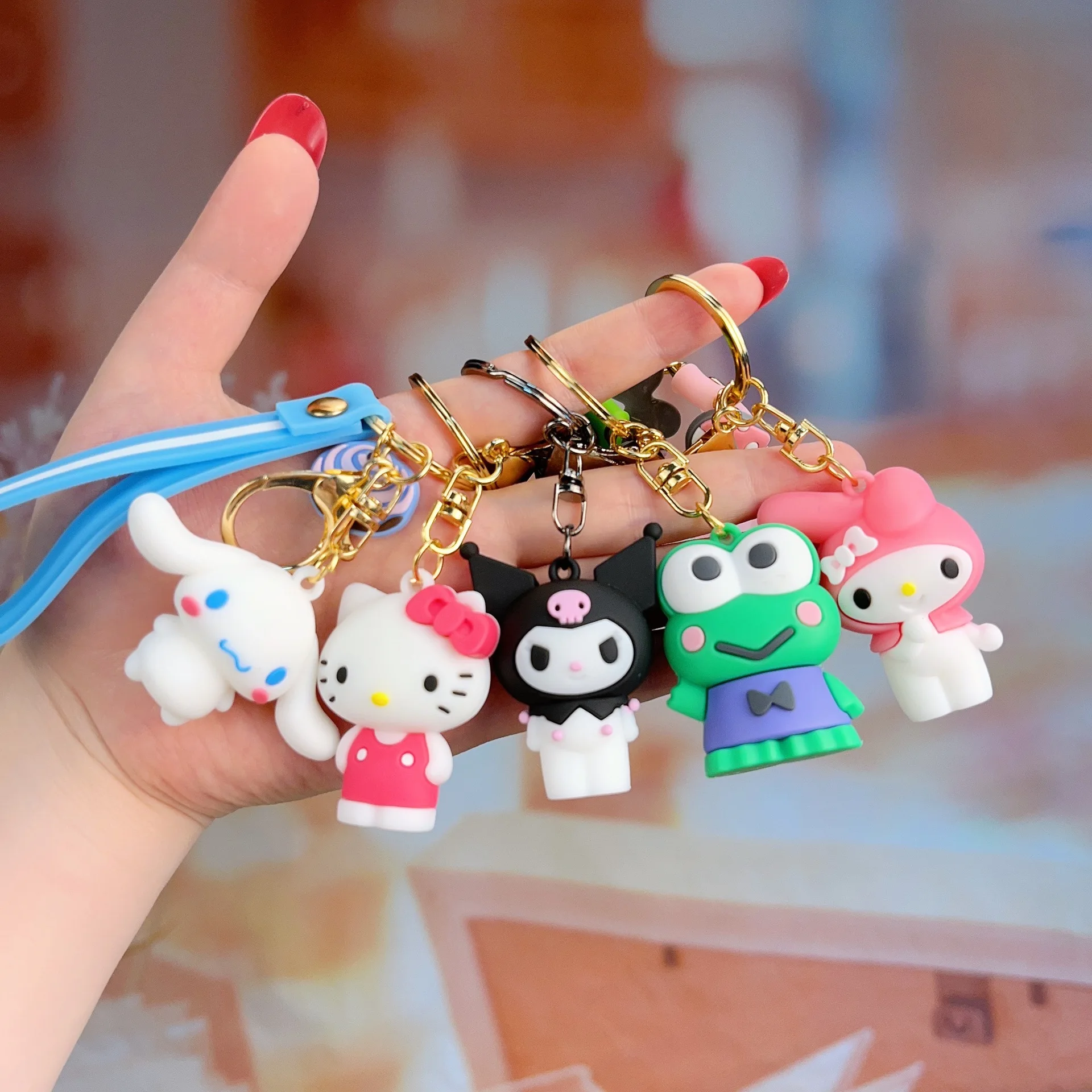 Sanrio Series Cartoon Decor Keychain Cute Resin Decor Keychain, for Car Keys Bag Ornaments Decoration Party Gifts for Girls