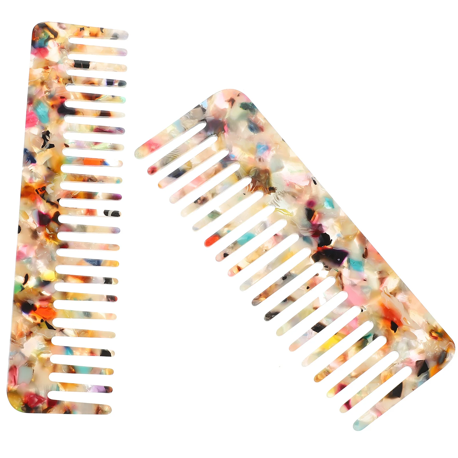 2 قطعة مشط لفك تشابك الشعر من الرخام ذو أسنان واسعة، حجم صغير، تدليك مريح لفروة الرأس للشعر المجعد المستقيم والسفر إلى المنزل #5