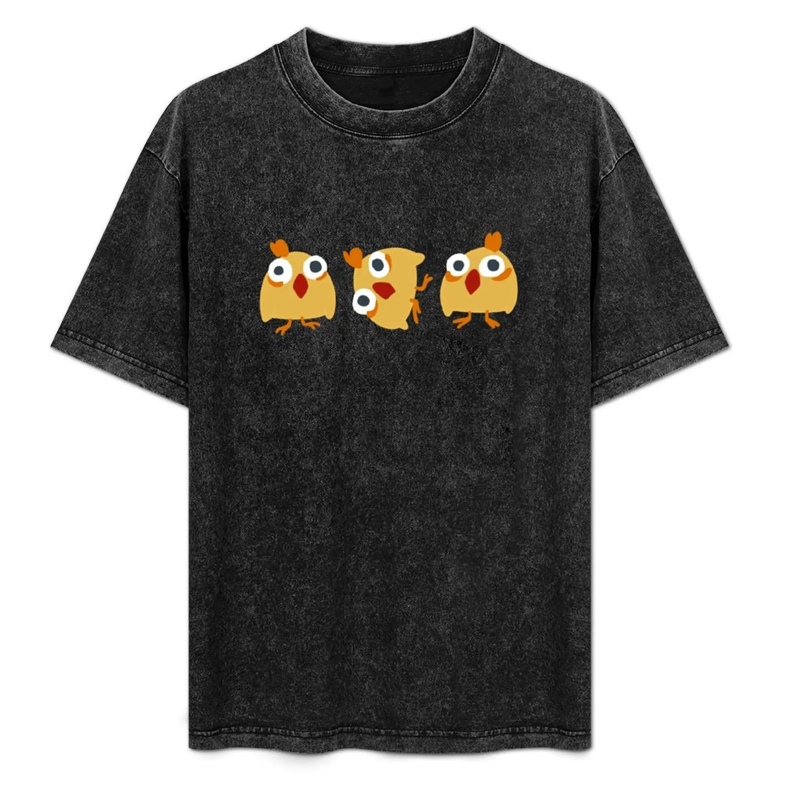 

Three Chickens T-Shirt Minimalist Plain Crew Neck T-Shirt