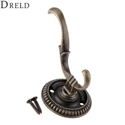 DRELD 75x44mm Antique Door Hooks Wall Hanger Vintage Bathroom Hats Bag Coat Wall Hooks For Wooden Jewelry Box Furniture Hardware