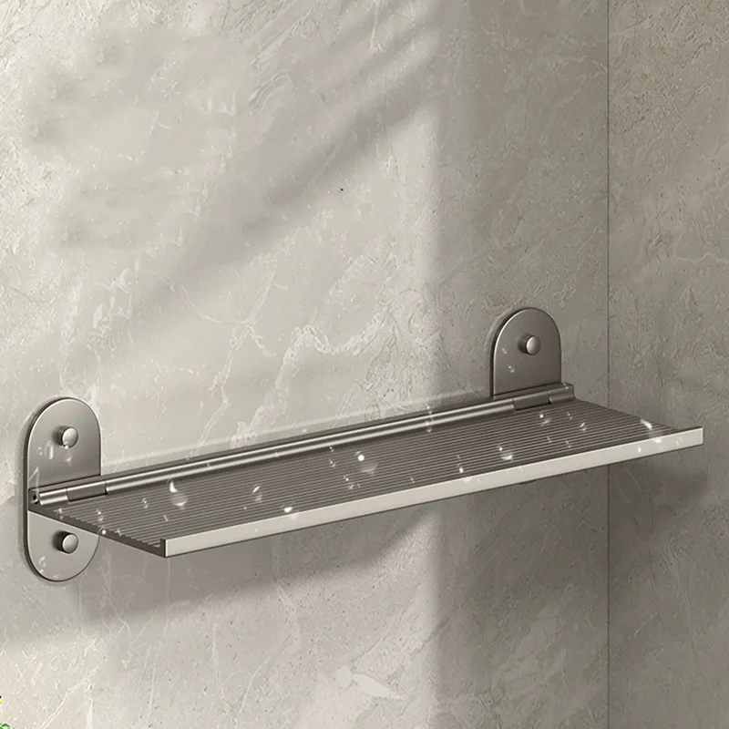 No Drill Aluminum Bathroom Storage Rack Wall Mounted Floating Shelf Shampoo Makeup Organizer Bathroom Accessories