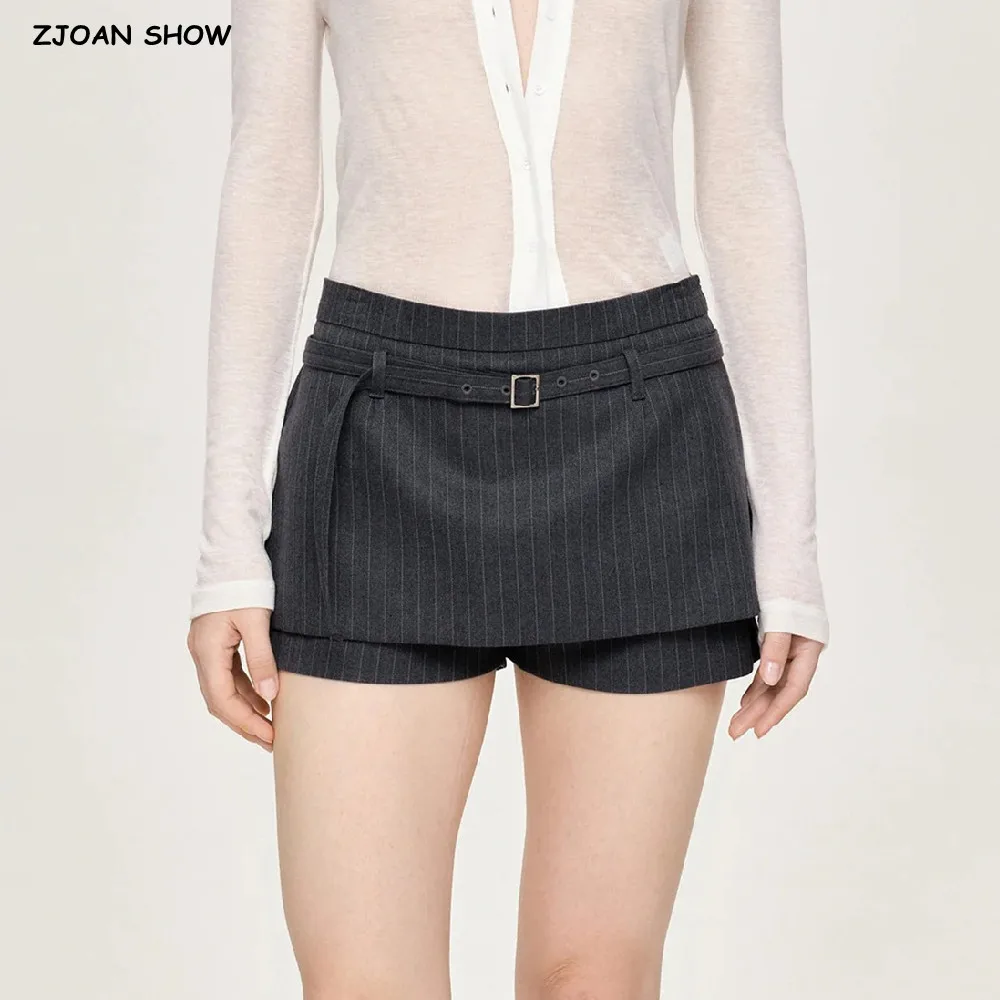 2024 Y2K High Waist Mini Skirt With Shorts Underwear Sexy A-line Package Hips Mini Short Skater Party Femme Gray Black