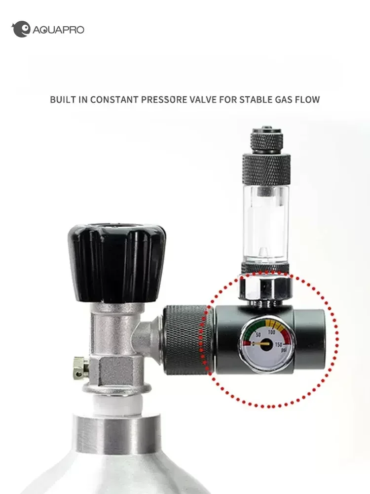 AQUAPRO CO2 Pressure Reducing Gauge British Thread Grass Cylinder Solenoid Valve Construction Steel Cylinder