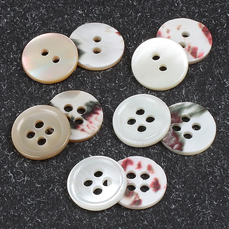 100Pcs/Set Natural Color Shell Buttons Round 4 Hole Garment DIY Crafts Sewing Accessories for Skirts Dress Cardigan Decorations