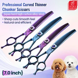 Fenice Imperatorial Series 7.0 inch Professional Dog Grooming Scissors Curved Thinner&Chunker Pet Scissors Grooming for Dogs