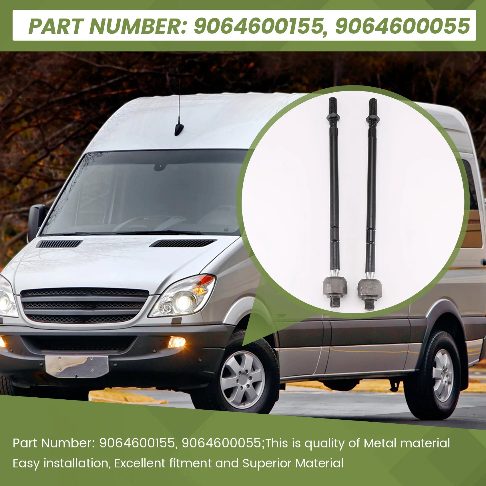 

For Mercedes Benz Sprinter 2500 2010-2016 Front Left & Right Inner Tie Rod End 9064600155, 9064600055