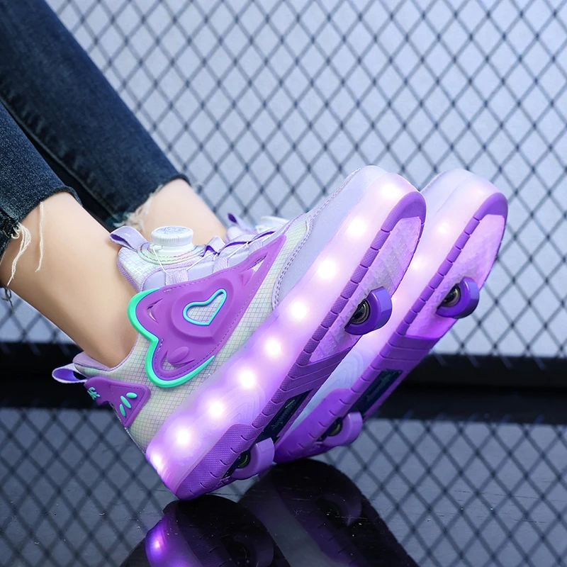 Roller Skate Shoes For Kid Fashion Casual Sport 2 Wheels Sneaker Girls Birthday Toy Gift Boot Child Outdoor Light Up Footwear